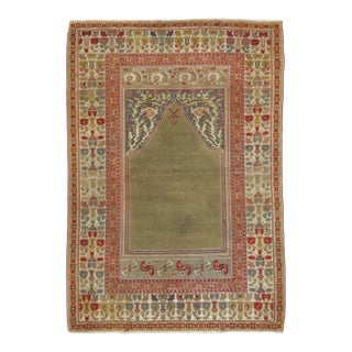 Vintage Turkish Anatolian Prayer Rug With Ornate Border Design - Rug & Kilim For Sale