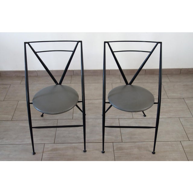 Black Cinderella Folding Chairs by Yamakato, 1980s, Set of 2 For Sale - Image 8 of 12