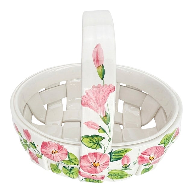 Ceramic Basket - Handmade/Handpainted; Made in Italy; Display or Use For Sale