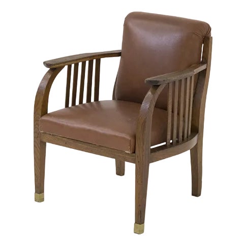 Vintage Leather Armchair attributed to Jocob & Josef Kohn, 1920s For Sale