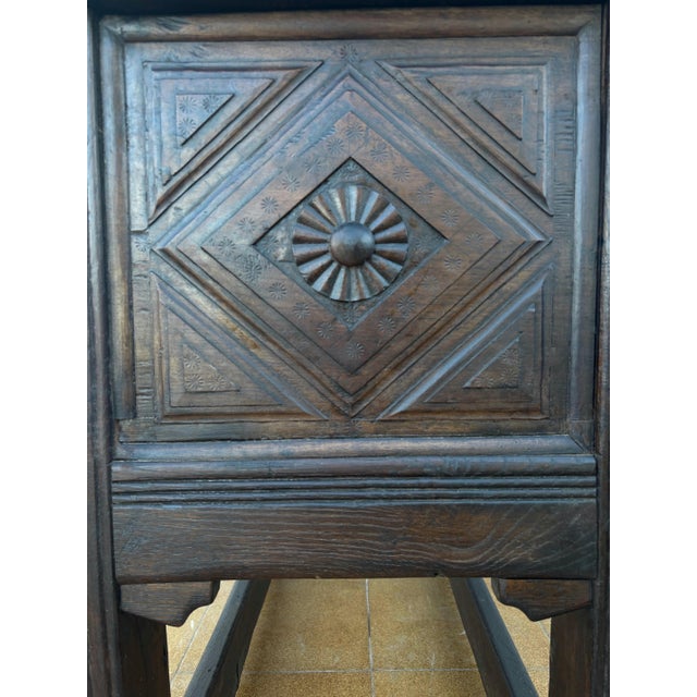 Spanish Renaissance Revival Carved Oak Chest with Lift Top, Early 20th Century For Sale - Image 6 of 16