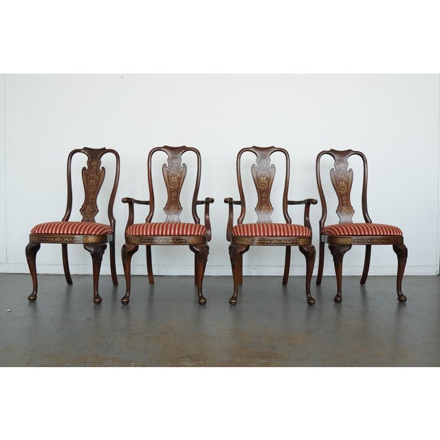 1990s Vintage Drexel Heritage Chinoiserie Dining Chairs (Set of 8) For Sale - Image 5 of 17
