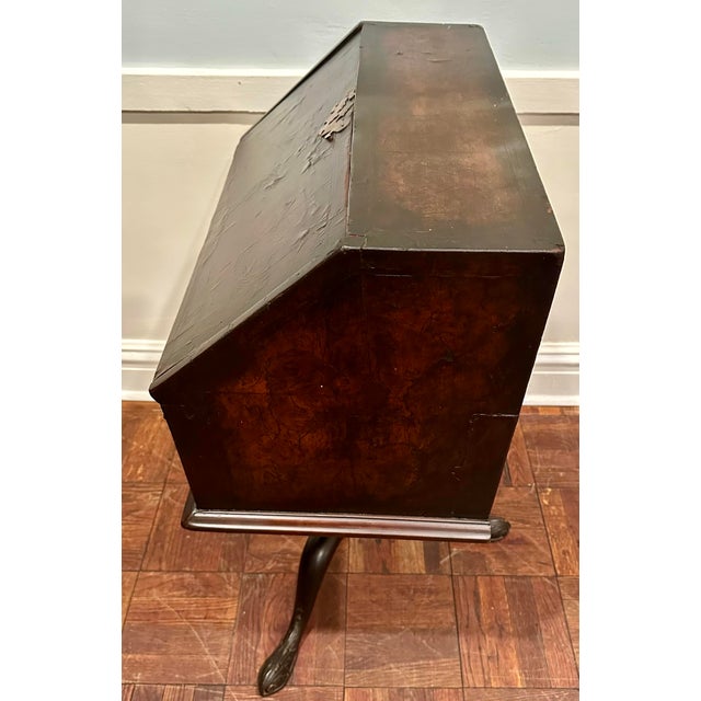 Antique Slant-Front Writing Desk on Carved Tripod Pedestal, 19th Century For Sale - Image 11 of 12