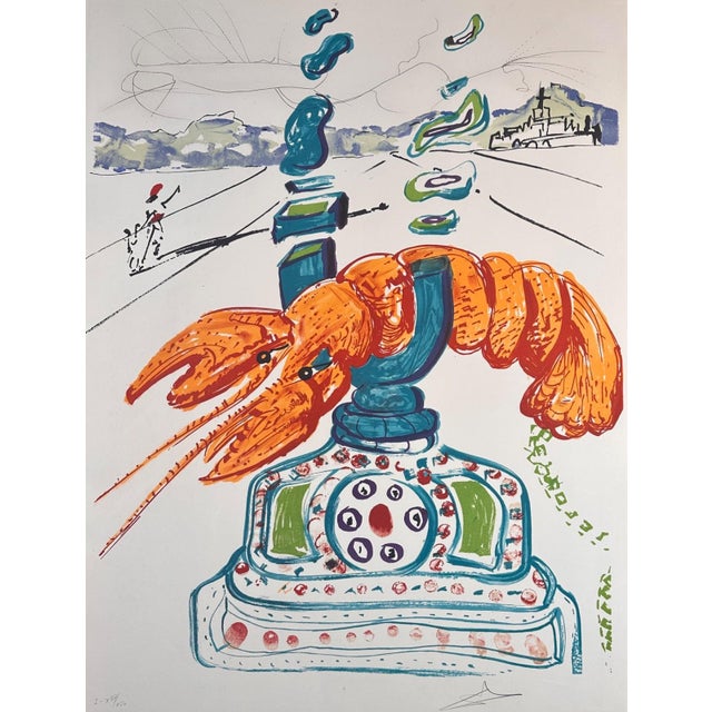 SALVADOR DALÍ · 1975 · ORIGINAL ETCHING Imaginations & Objects of the Future — Cybernetic Lobster Telephone Hand signed ·...