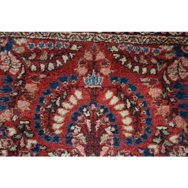 Vintage Hand-Knotted Oriental Wool Scatter Rug Mat Red Indigo Vase 2x3' For Sale - Image 9 of 10