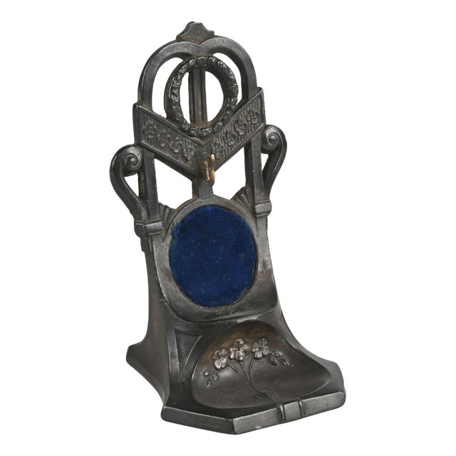 Art Nouveau Clock Stand in Metal and Velvet, 1890s For Sale