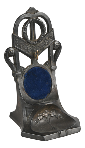 Art Nouveau Clock Stand in Metal and Velvet, 1890s