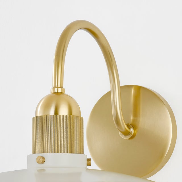 Contemporary Mitzi Leanna 10 in. 1 Light Wall Sconce in Aged Brass and Soft Cream Finish For Sale - Image 3 of 4