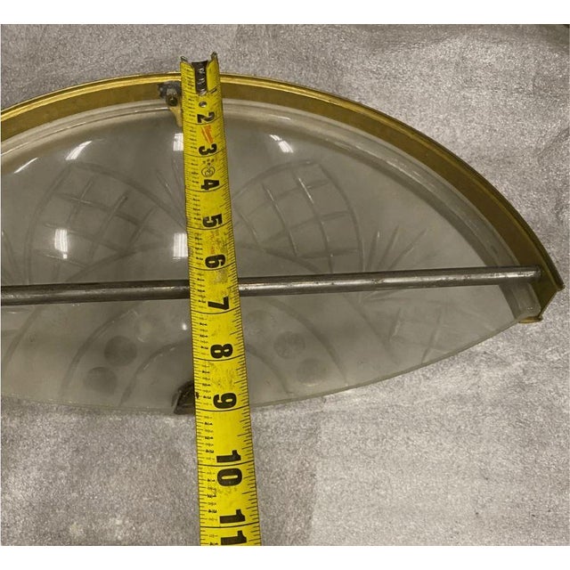 Brass Vintage Art Deco Greek Key Brass Half Moon Sconce Shade For Sale - Image 8 of 9