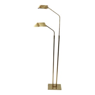 Vintage Mid-Century Modern Robert Sonneman Dual Head Brass Adjustable Floor Lamp Kovacs For Sale