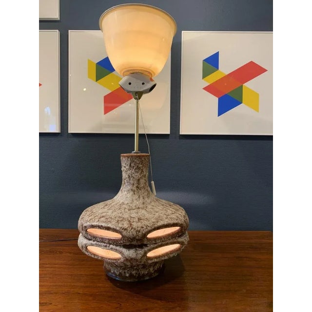 Mid-Century West German Stoneware Large Brutalist Lamp in the Style of Scheurich or Bay For Sale - Image 6 of 16