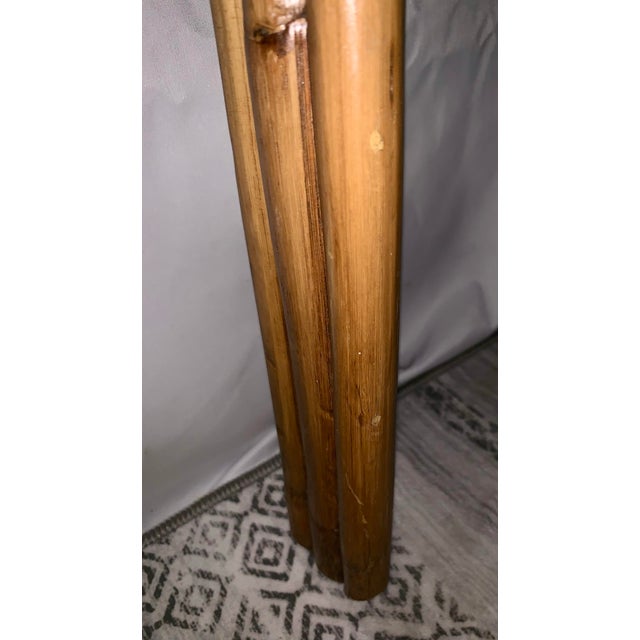 Brown Pair Vintage 1970s California Organic Modern Cathedral Arch Rattan Side Tables For Sale - Image 8 of 12