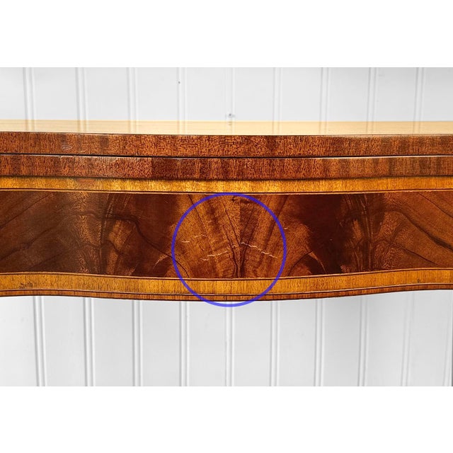 Antique Hepplewhite Inlaid Mahogany Expanding Half Moon Console Card Table For Sale - Image 10 of 15