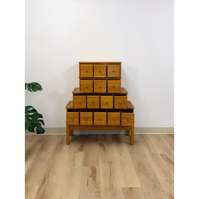 Handmade Vintage Tiered Apothecary Cabinet Fifteen Drawers Antique Style For Sale - Image 10 of 15