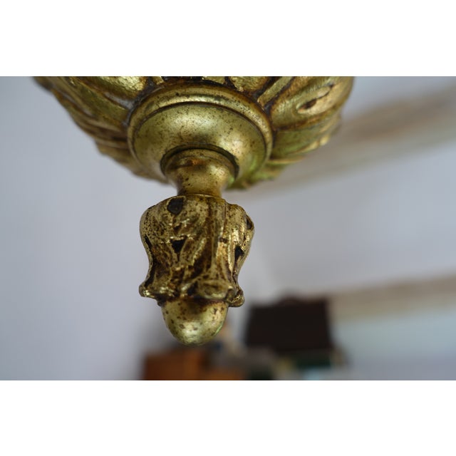 1930s Gilt Bronze and Glass Pendant Light, 1930s For Sale - Image 5 of 7