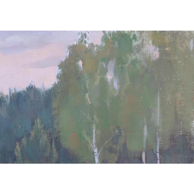 Realism Vintage Impressionism Forest Oil Painting, Ukrainian Art, 1970s 35-50 For Sale - Image 3 of 6