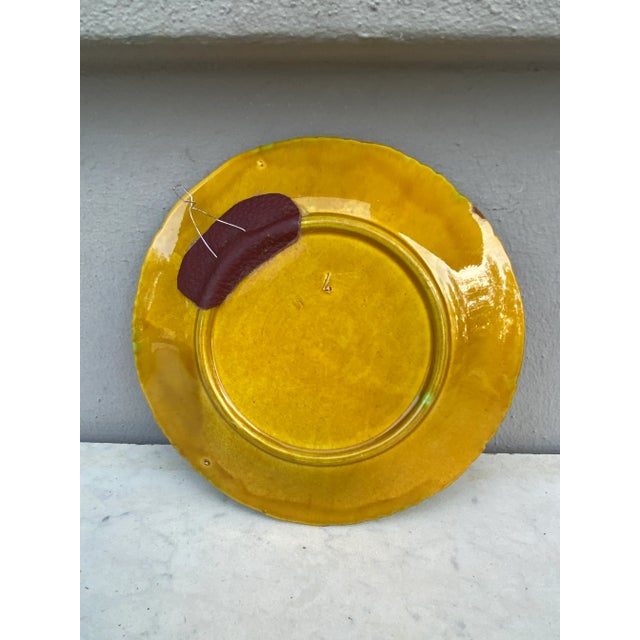 Rustic German Majolica Leaves & Flowers Plate Circa 1900 For Sale - Image 3 of 3