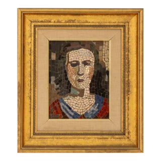 Taizan Tile Portrait of a Woman Mosaic Panel For Sale