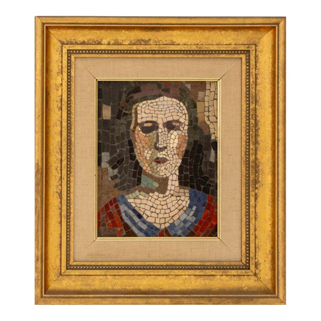 Taizan Tile Portrait of a Woman Mosaic Panel For Sale