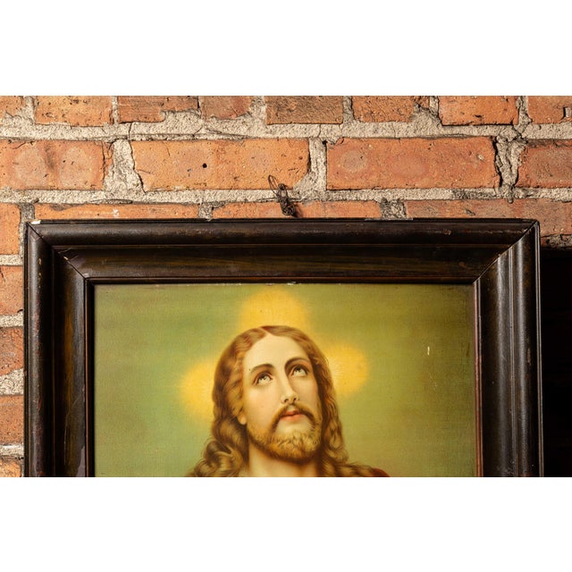 c. 1920s-1940s; (likely) Catholic Art and Book Co. - St. Louis, MO Framed chromolithograph of the Sacred Heart of Jesus. A...