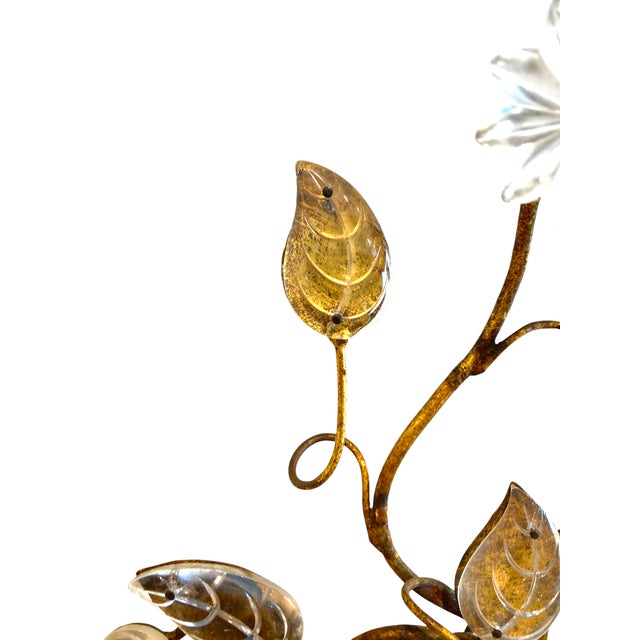 Maison Baguès Style Sconces Pair Antique French Gilt Brass Crystal Floral Decor For Sale In San Francisco - Image 6 of 13
