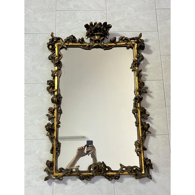 French Carved Gilt Wood Wall Mirror, 1930s For Sale - Image 12 of 12