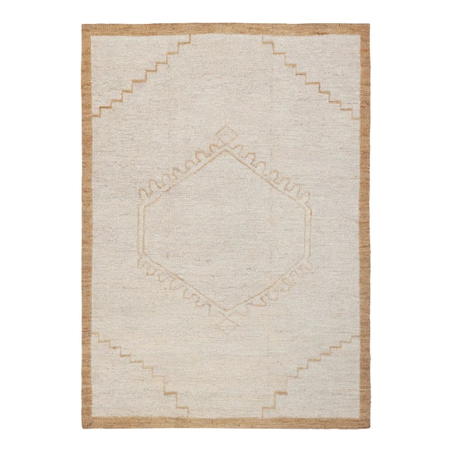 12x15Ft. Natural Cream Jute Taureg Inspired Soumek Jute Hand Woven Rug For Sale