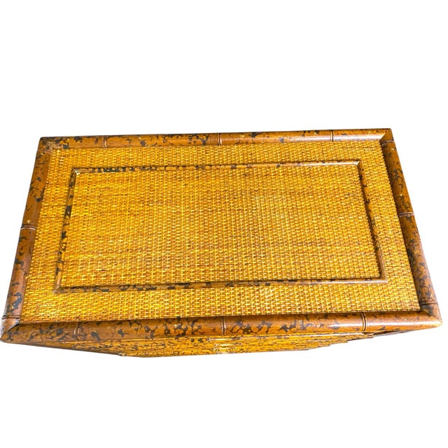 British Colonial Tortoiseshell Bamboo Chest & Nightstand, China Export, C. 1970s For Sale In New York - Image 6 of 10