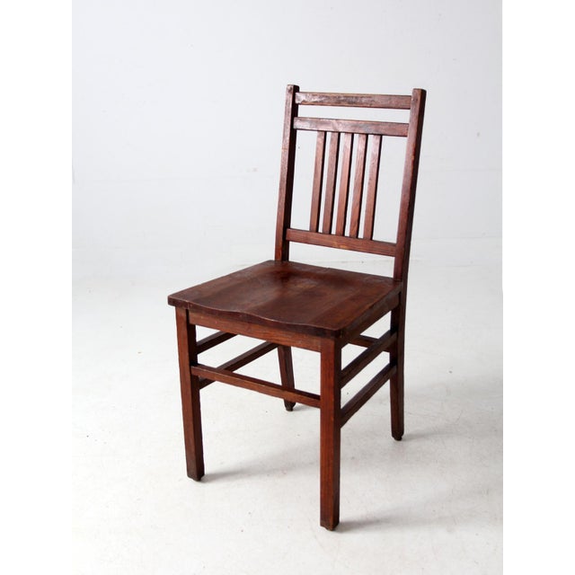Wood Vintage Arts & Crafts Slat Back Wooden Chair For Sale - Image 7 of 12