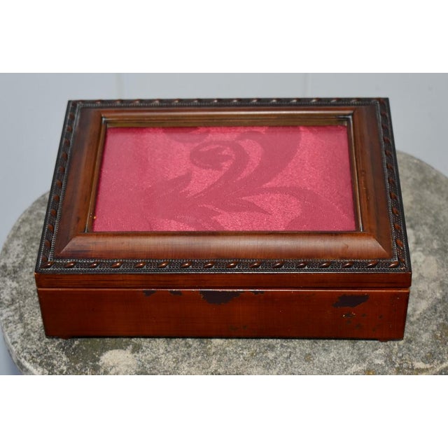 Vintage Mahogany Musical Jewelry Box /Velvet Interior For Sale - Image 4 of 12