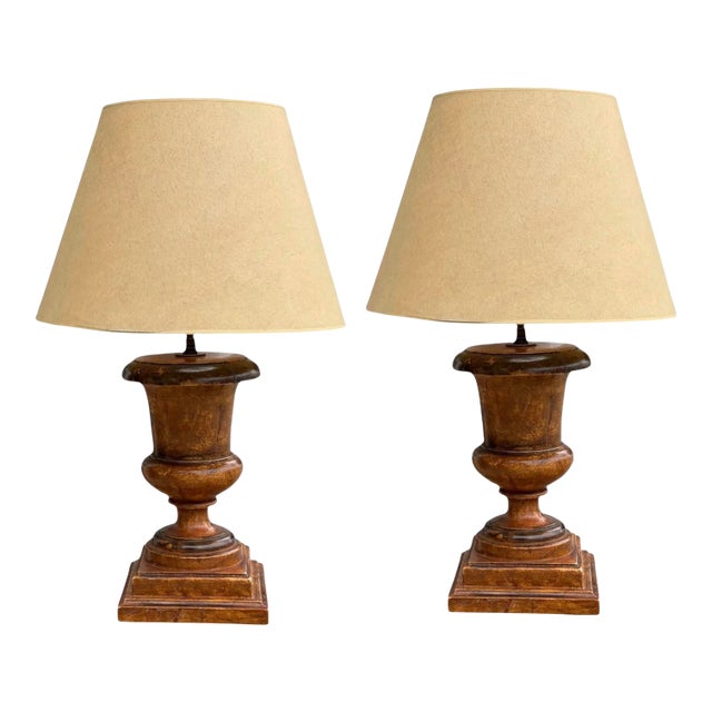 Pair of Paul Ferrante Italian Urn Form Table Lamps For Sale