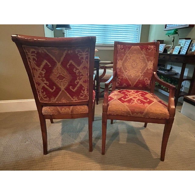 French Country Pair of French Wood Framed Upholstered Dining Chairs For Sale - Image 3 of 9