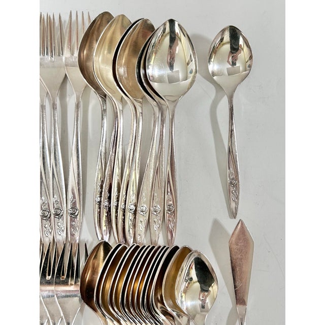 Metal Vintage Community Morning Rose Silverplate Flatware Set, 52 Pieces For Sale - Image 7 of 12