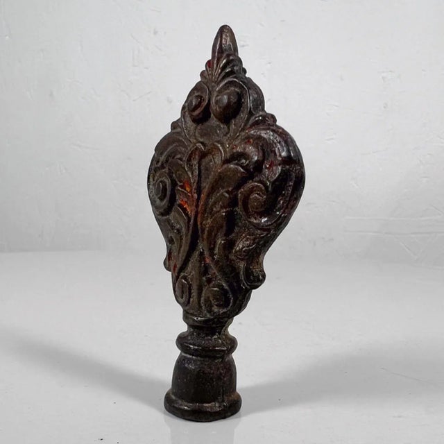 Old Vintage Art Nouveau Lamp Finial Ornament Cast Iron For Sale - Image 4 of 8