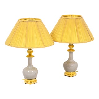 Table Lamps in Porcelain of Céladon and Bronze, 1880s, Set of 2 For Sale