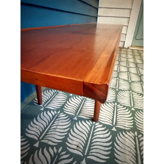 Mid-Century Modern Long Drexel Mid-Century Modern Walnut Bench Coffee Table | Danish Modern Entry Bench For Sale - Image 3 of 12