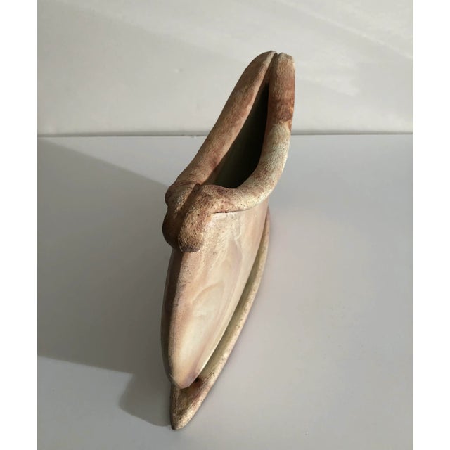Tuscan Style Salt Glaze Ceramic Vessel Vase, Artist Signed For Sale - Image 4 of 9