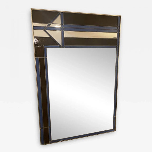 1970s Monumental Stained Glass Art Deco Revival Mirror For Sale - Image 13 of 13