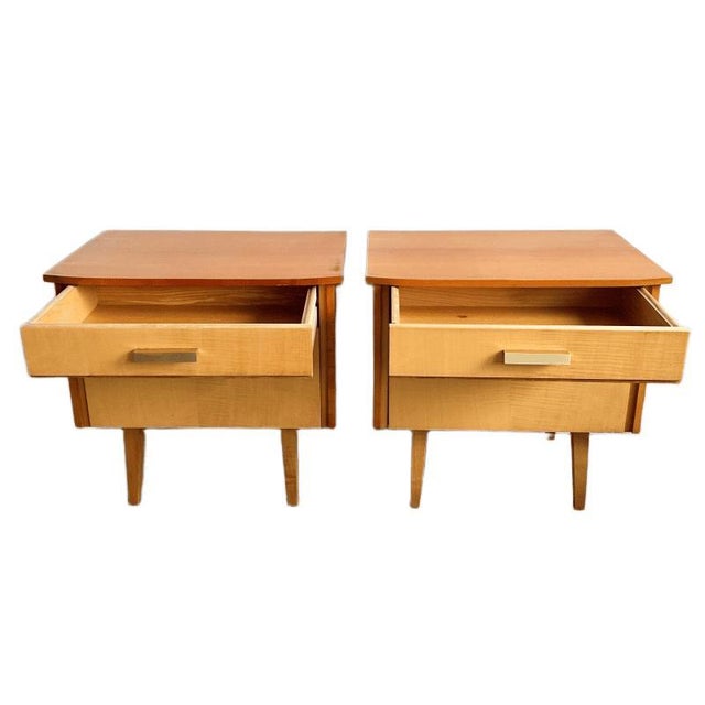 Mid-Century Modern Danish Bedside Tables in Duo-Tone Wood, 1950s, Set of 2 For Sale - Image 9 of 11