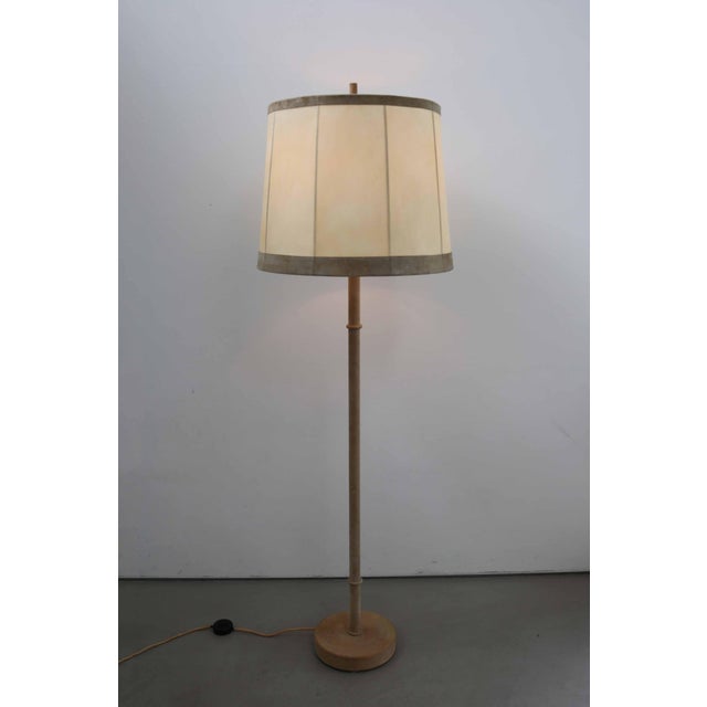 Floor Lamp in Leather, Parchment and Brass by Charlotte Waver, 1960s-1970s For Sale - Image 10 of 13