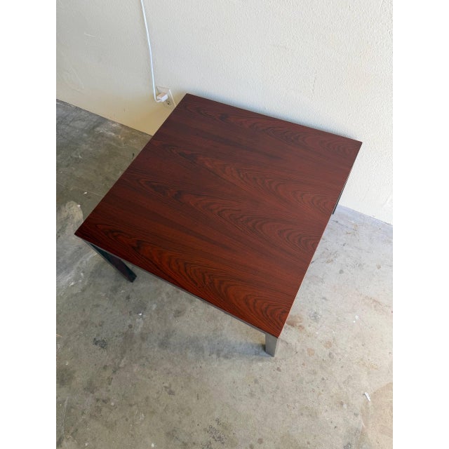 Brown Vintage Danish Rosewood Square Coffee Table – Mid Century Modern Scandinavian Accent Table For Sale - Image 8 of 8