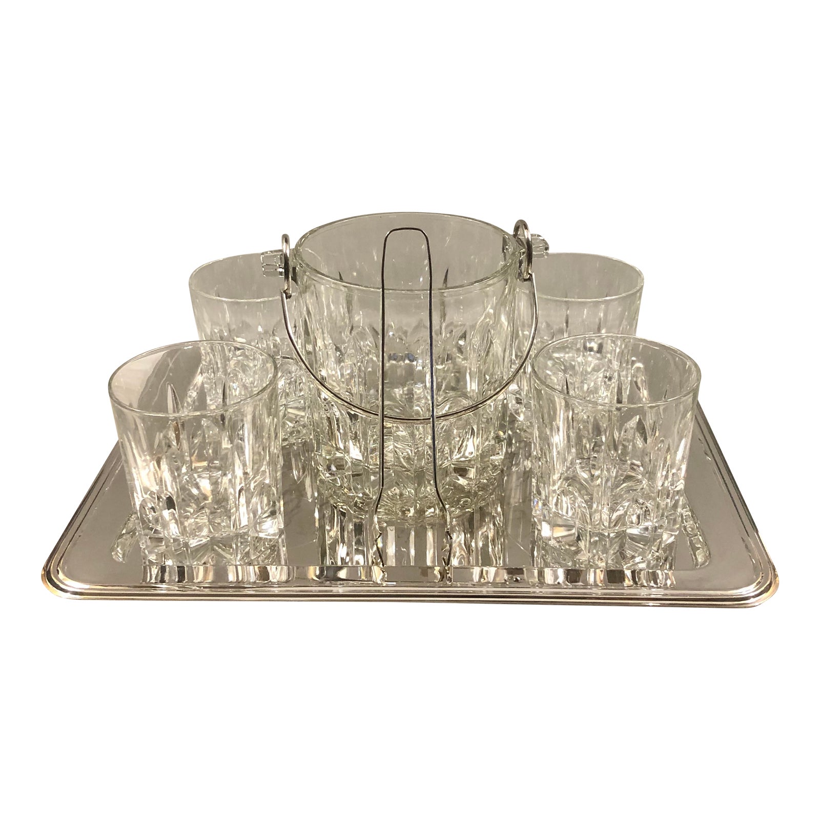 1980s Italian Cut Crystal Silver Barware Set (7 Pc) | Chairish