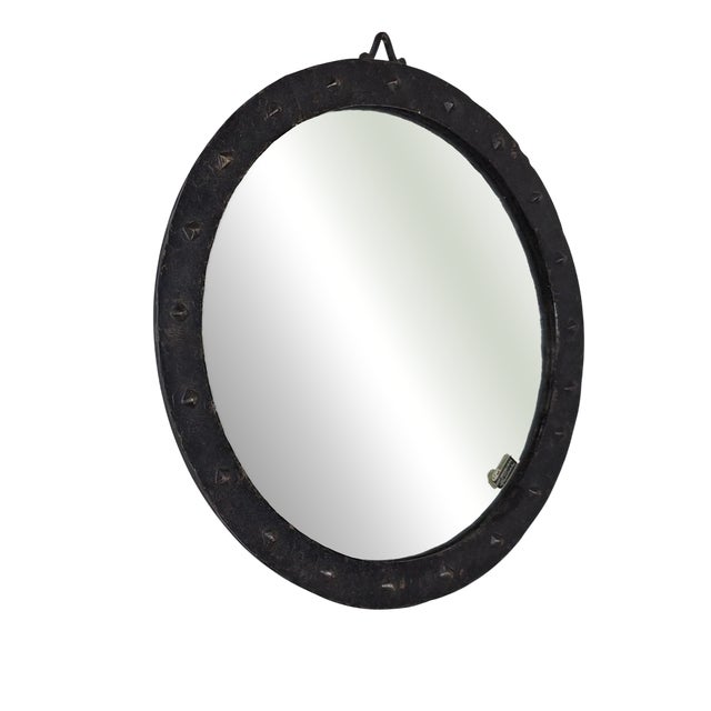 Vintage Brutalist Wall Mirror with Black Wrought Iron Frame, 1960s For Sale