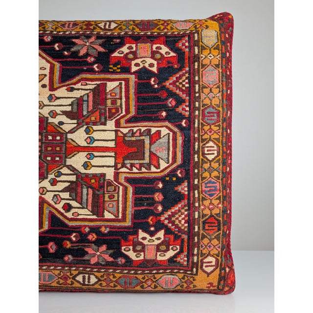 Large Mid-Century Caucasian Wool Kilim Soumak Floor Cushion, 1950s For Sale - Image 6 of 18