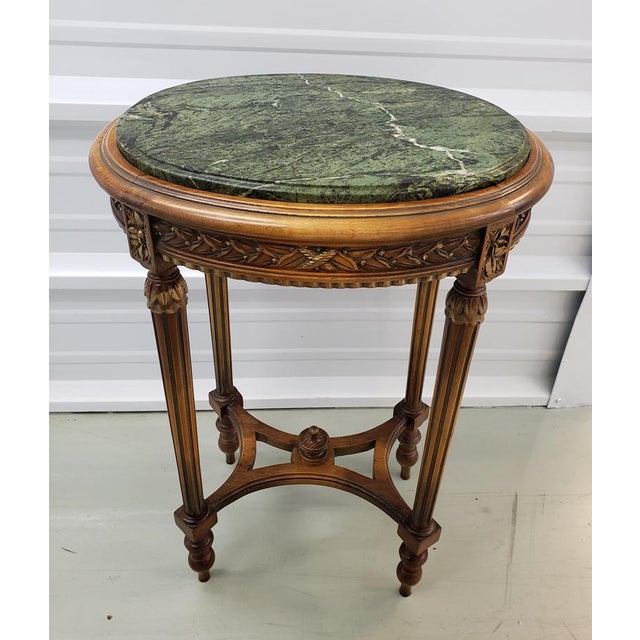 Vintage Italian Walnut and Marble Side Table Chairish
