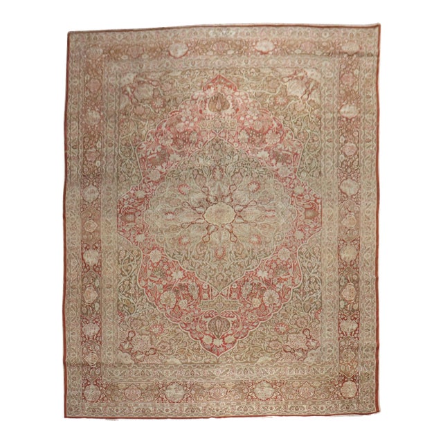 Antique Zabihi Collection Elegant Oversize Brown Persian Tabriz Carpet For Sale