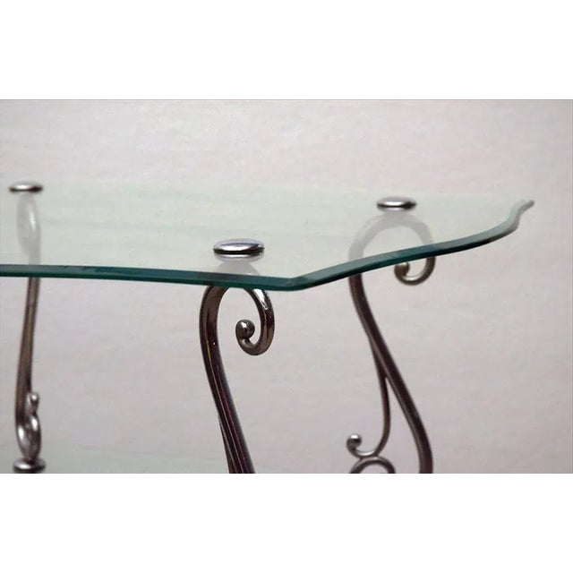 Mid-Century 2-Tier Coffee Table in Chromed Brass and Crystal For Sale - Image 11 of 12