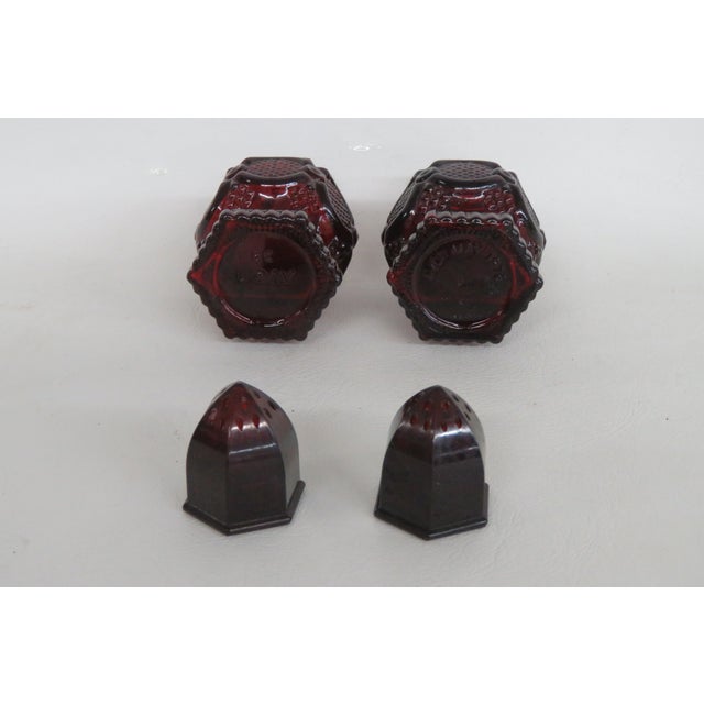 Avon Cape Cod Collection Ruby Red Glass Salt and Pepper Shakers 2pc Pair 4986b For Sale - Image 11 of 16