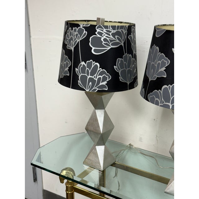 Geometric Silver Table Lamps, Pair For Sale In San Francisco - Image 6 of 12