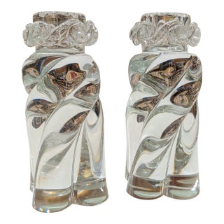 Baccarat Bambou Tors Crystal Candlesticks (Pair) For Sale
